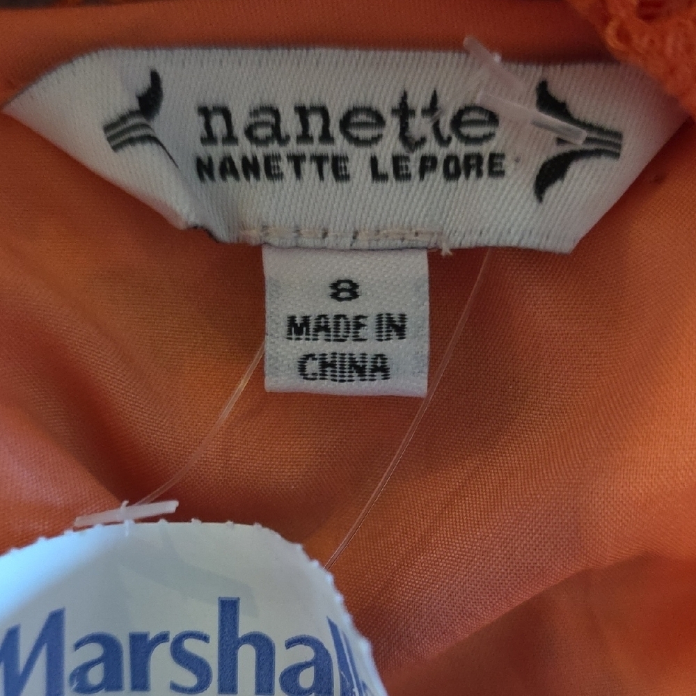 (J58) Nanette Lepore Orange Lace Dress Sz 8 - Picture 6 of 7